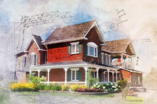 Beautiful Cottage Sketch Image - Colorful Stock Photos