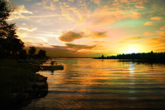 Perfect Sunset Lake - Colorful Stock Photos