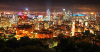 2020 Montreal City Sight at Night From Mount Royal Lookout - Colorful Stock Photos