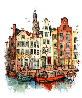 Amsterdam Canal Houses Artwork
